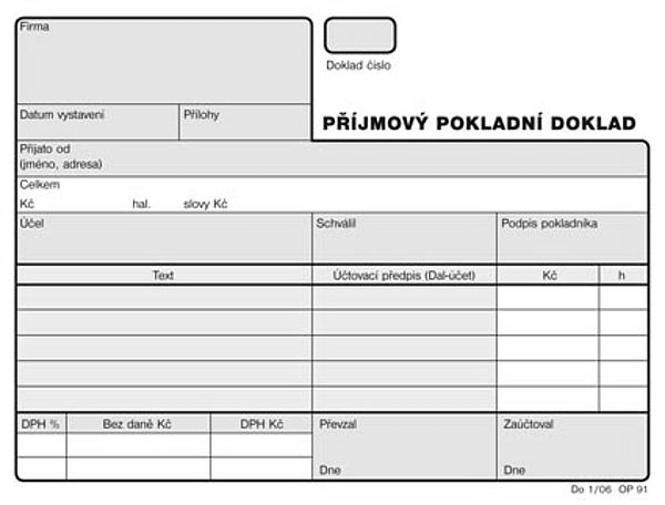příjmový pokladní doklad